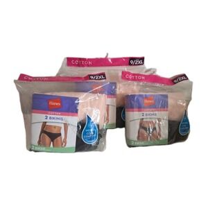 Lot of 3 Hanes Cotton Bikini Panties 2-Pack Size‎ 9/2XL (6 Total) New